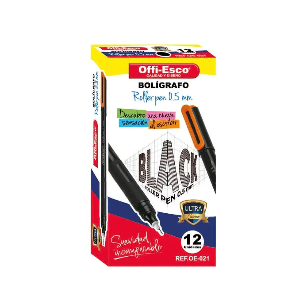 Bolígrafo Offi-Esco Tapa Roller Pen 0.5 Negro OE-021