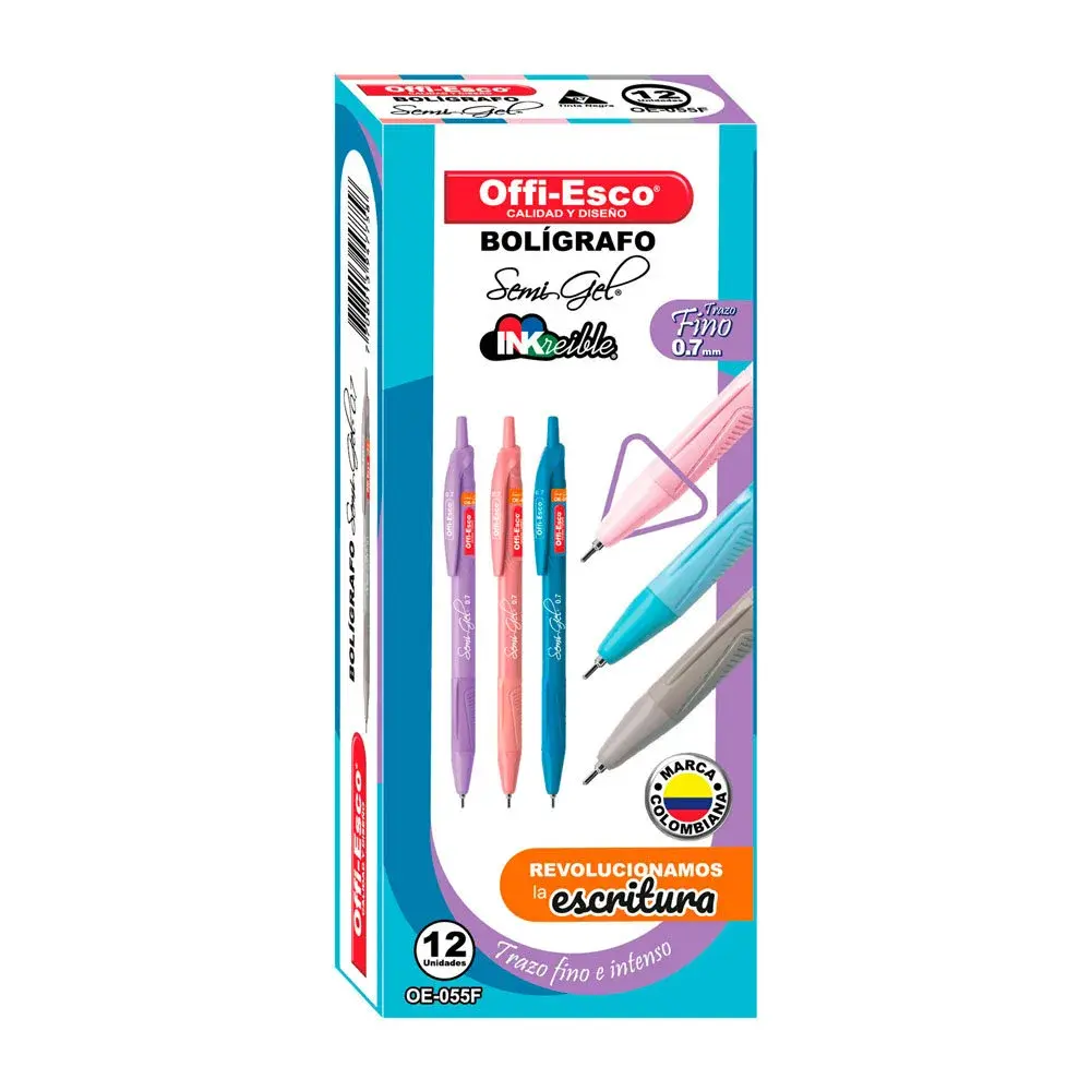 Bolígrafo Offi-Esco Retráctil 0.7 NegroOE-055F Pastel