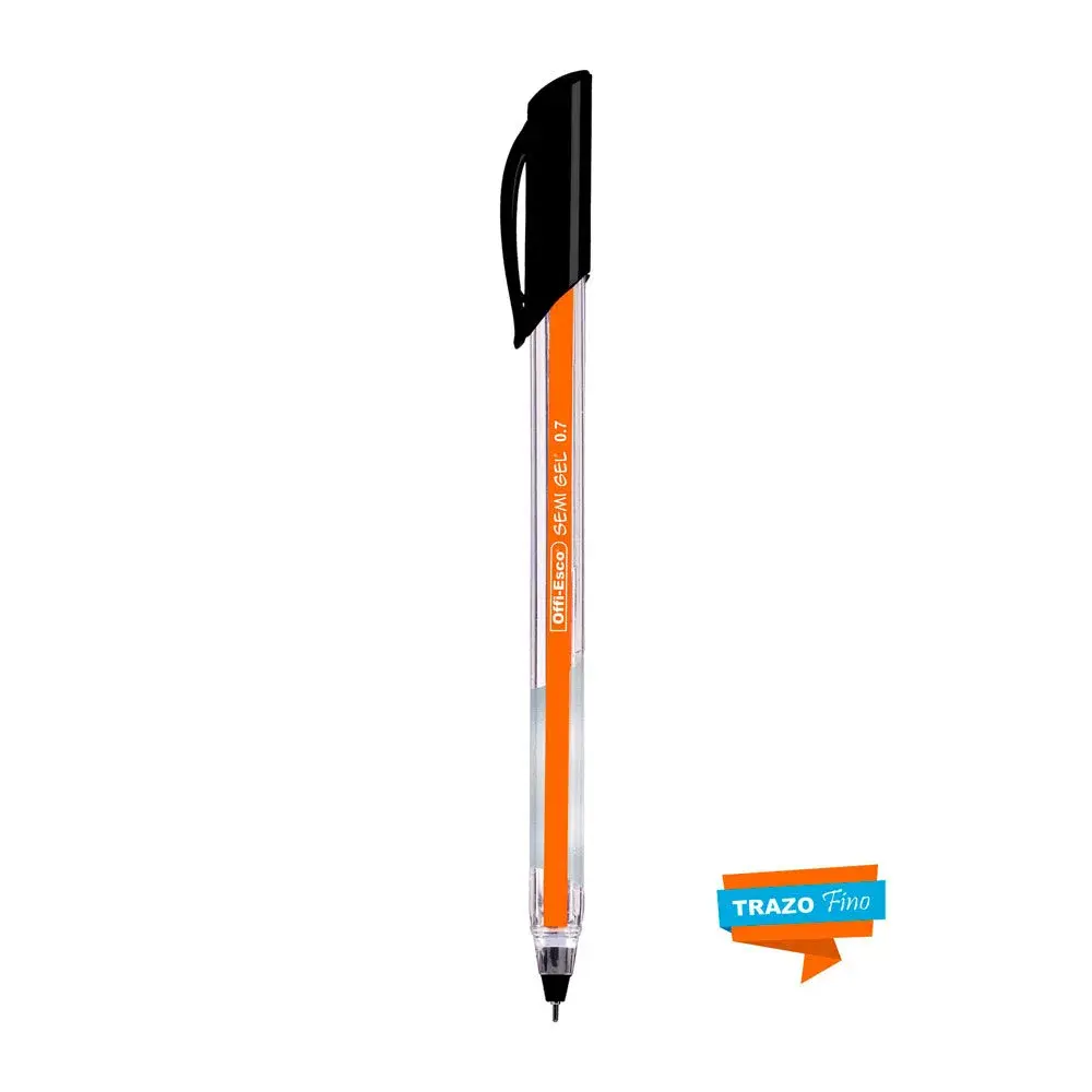 Bolígrafo Offi-Esco Tapa 0.7 Negro Semi Gel OE-076F