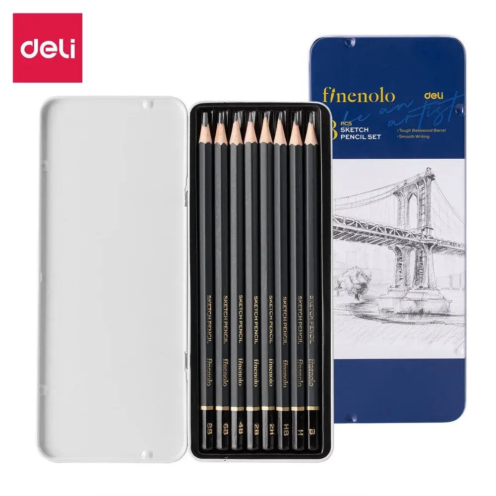 Lápiz Graduado Deli x8 Estuche Metálico