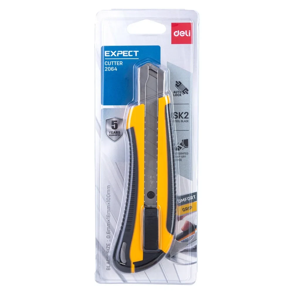 Exacto Grande 18mm Deli Acero Amarillo Negro