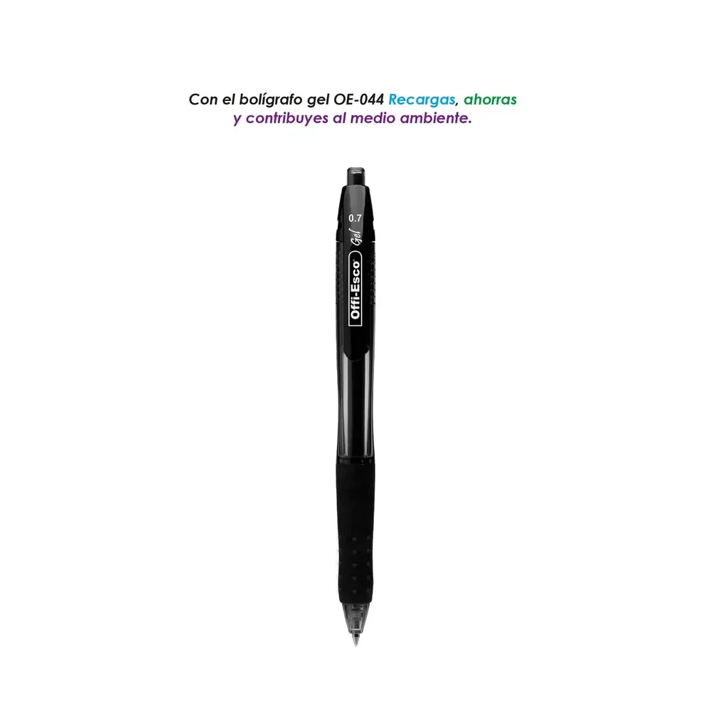 Bolígrafo Offi-Esco Retráctil Gel OE-044 Negro 0.7