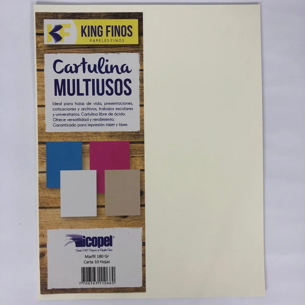 Cartulina King Fino Marfil x 10und Carta