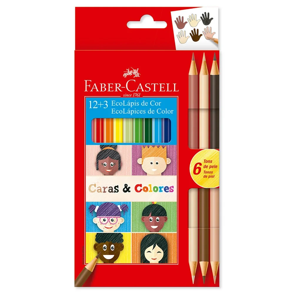 Lápiz Color Faber Castell x 12+3 Caras