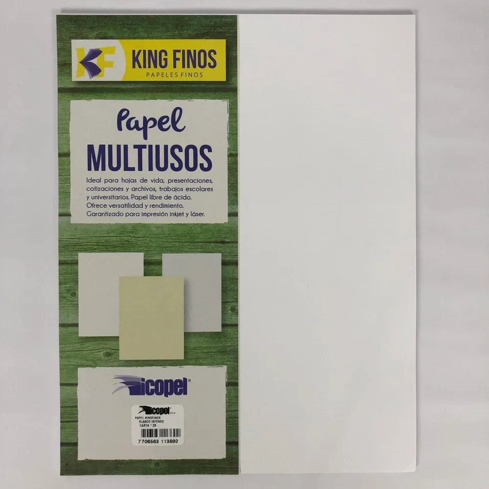 Papel King Fino Blanco Intenso x 25und Carta
