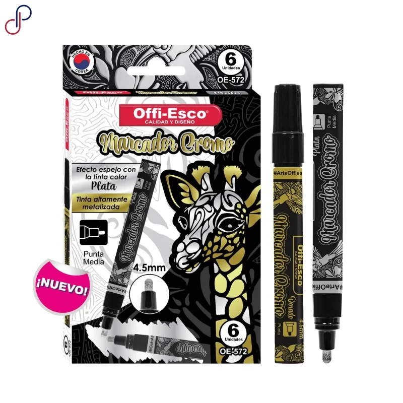 Marcador Offi-Esco Dorado Y Plateado Permanente Punta 4.5mm OE-572