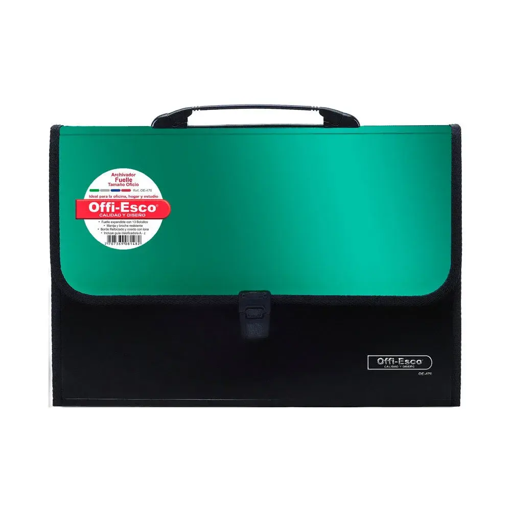 Maletin Archivador Plástico Offi-Esco 13 Bolsillos OE-470