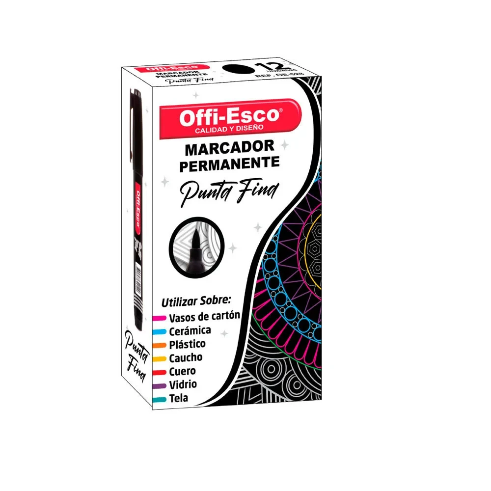 Marcador Offi-Esco OE-528 Negro Punta Fina