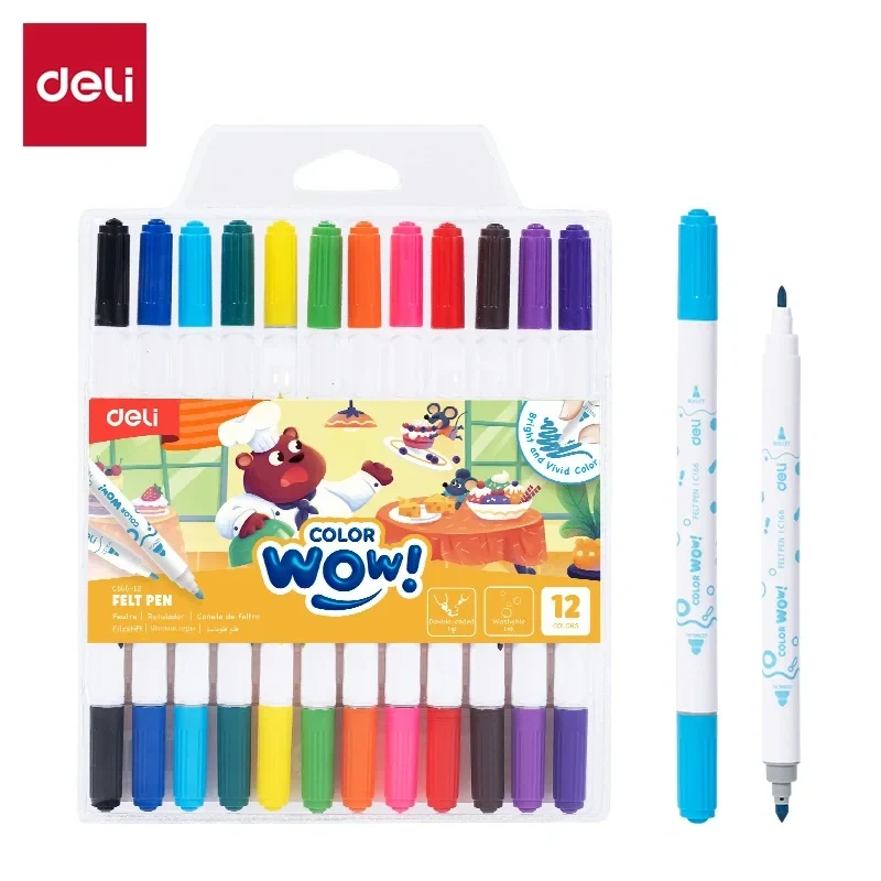 Marcador Deli Color Wow Doble Punta x12