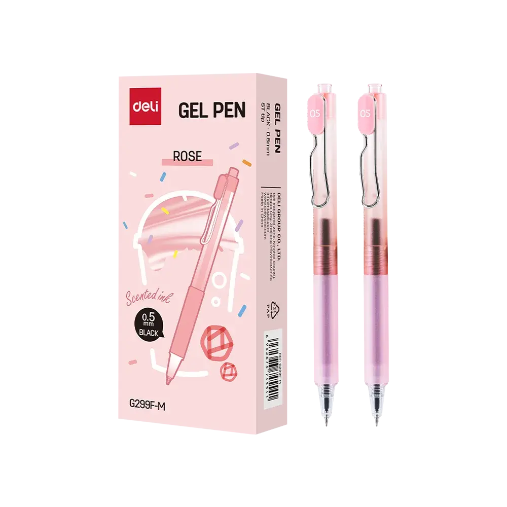 Bolígrafo Deli Gel Negro Retractíl 0.5mm Rosado