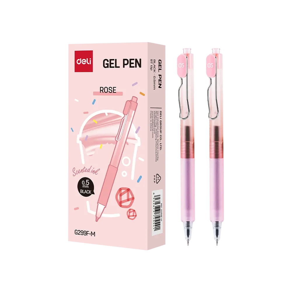 Bolígrafo Deli Gel Negro Retractíl 0.5mm Rosado