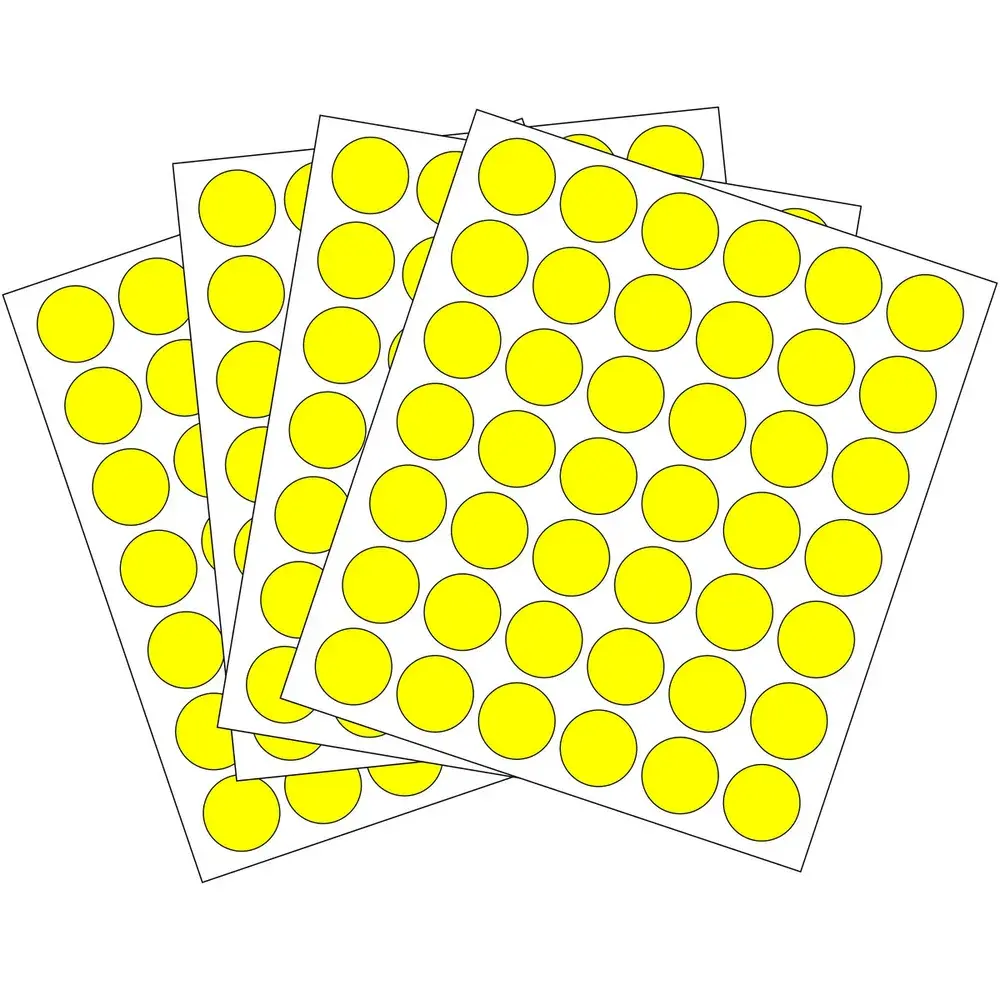 Rótulos Adhesivos Circulo Amarillo 16mm