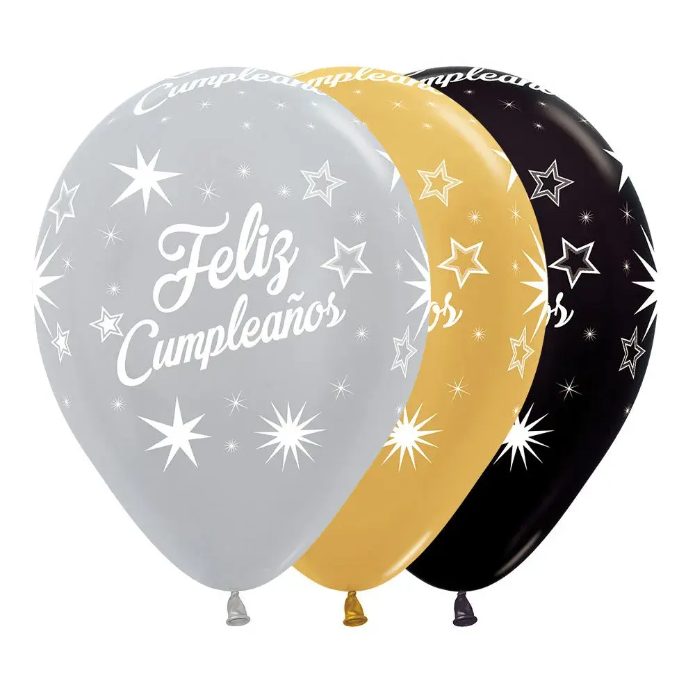 Globo Sempertex Inf Feliz Cumpleaños Destellos Satín De LuxeR12 x 12
