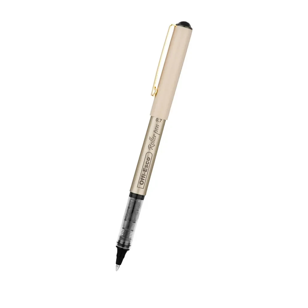 Bolígrafo Offi-Esco Roller Pen Cuerpo Dora Negro 0.7