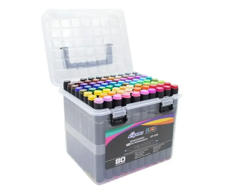 Marcador Permanente Doble Punta x 80 Gipao Black Surtido