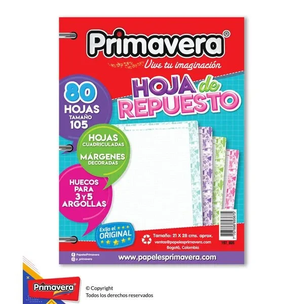 Repuesto Para Pasta De Tres Argollas Dama