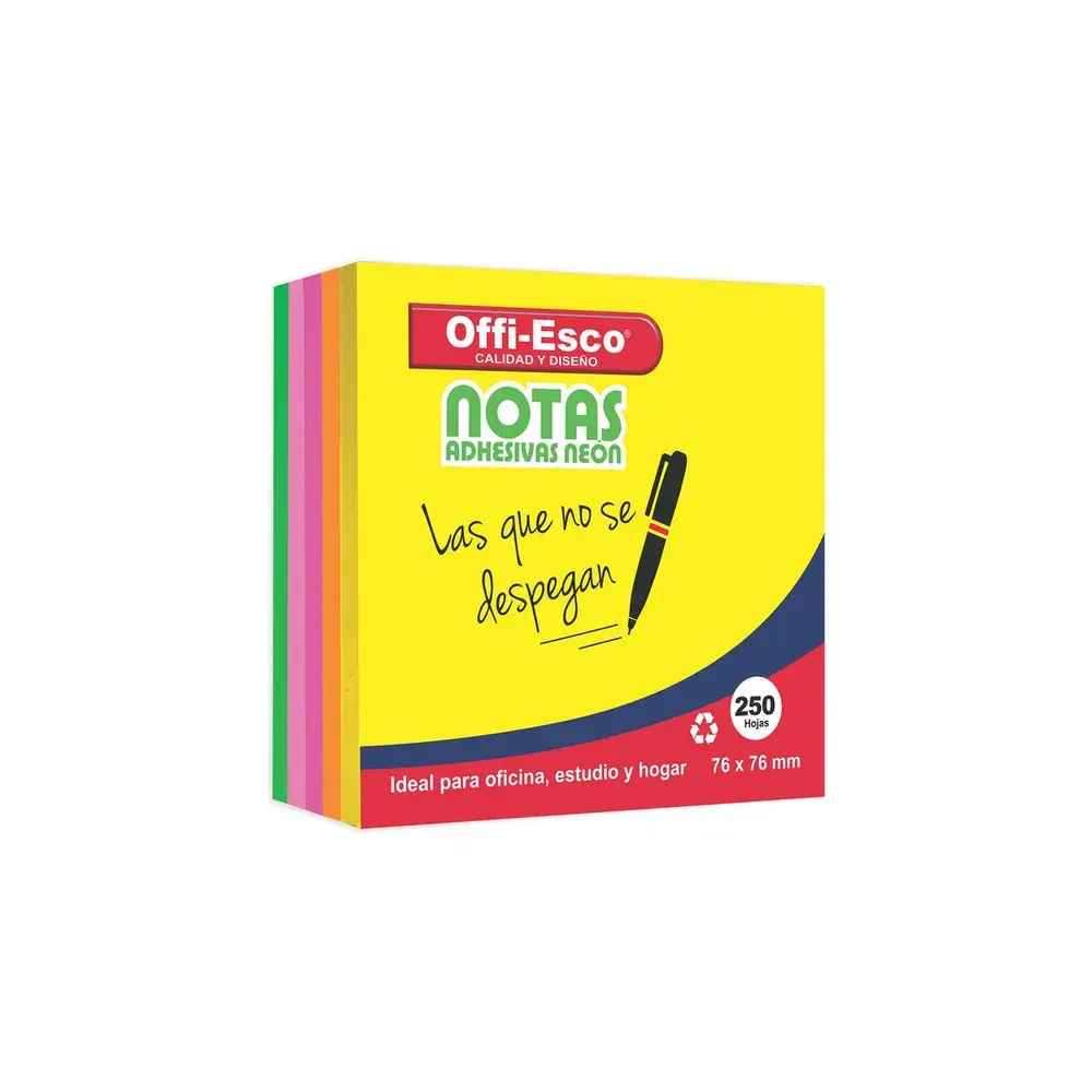 Notas Autoadhesivas Neón 76X76mm X 250 OE-374 Offi-Esco