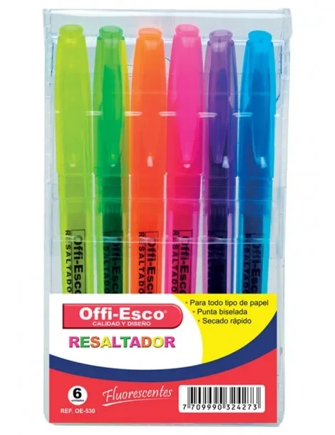 Resaltador Offi-Esco X 6 OE-530 Fluorescentes