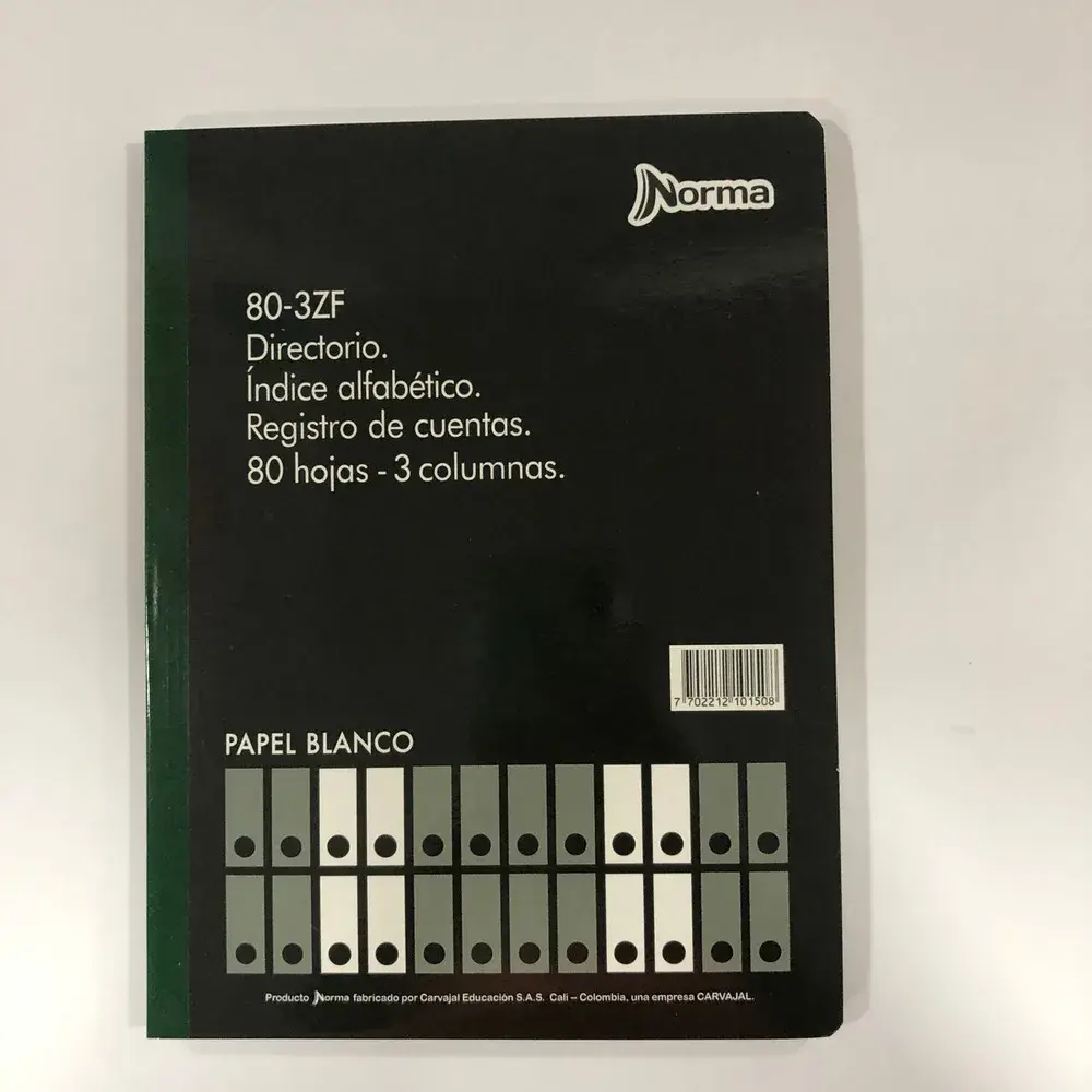 Libro 3 Columnas Medio Oficio 80 Hojas Con Índice Norma