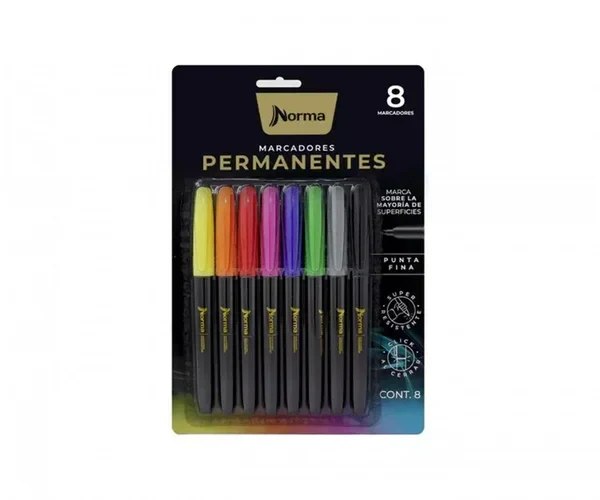 Marcador Norma Premium Estuche X 8 Punta Fina
