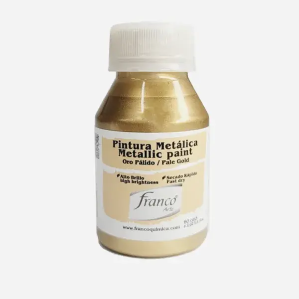 Pintura Metalizada Oro Pálido Solvente Franco Arte 60 cm3