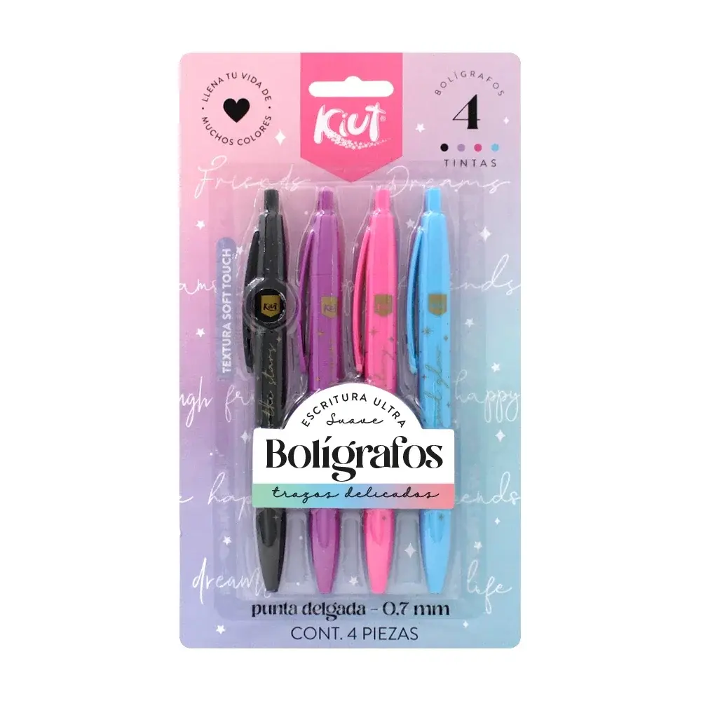 Bolígrafos KIUT Colores X 4 Unidades