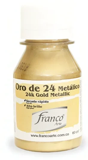 Pintura Metalizada Oro de 24 Kilates Solvente Franco Arte 60 cm3