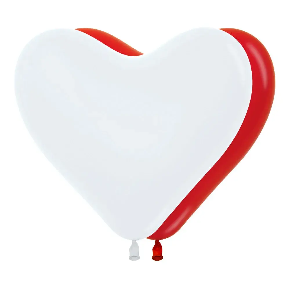 Globo Sempertex Corazón Rojo y Blanco R12 x 12