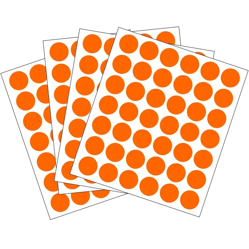 Rótulos Adhesivos Circulo Naranja Fluor 16mm
