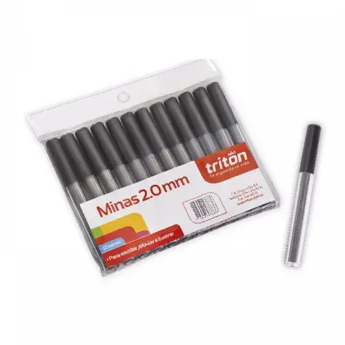 Minas 2mm Tubo x 8 Und Negra Tritón