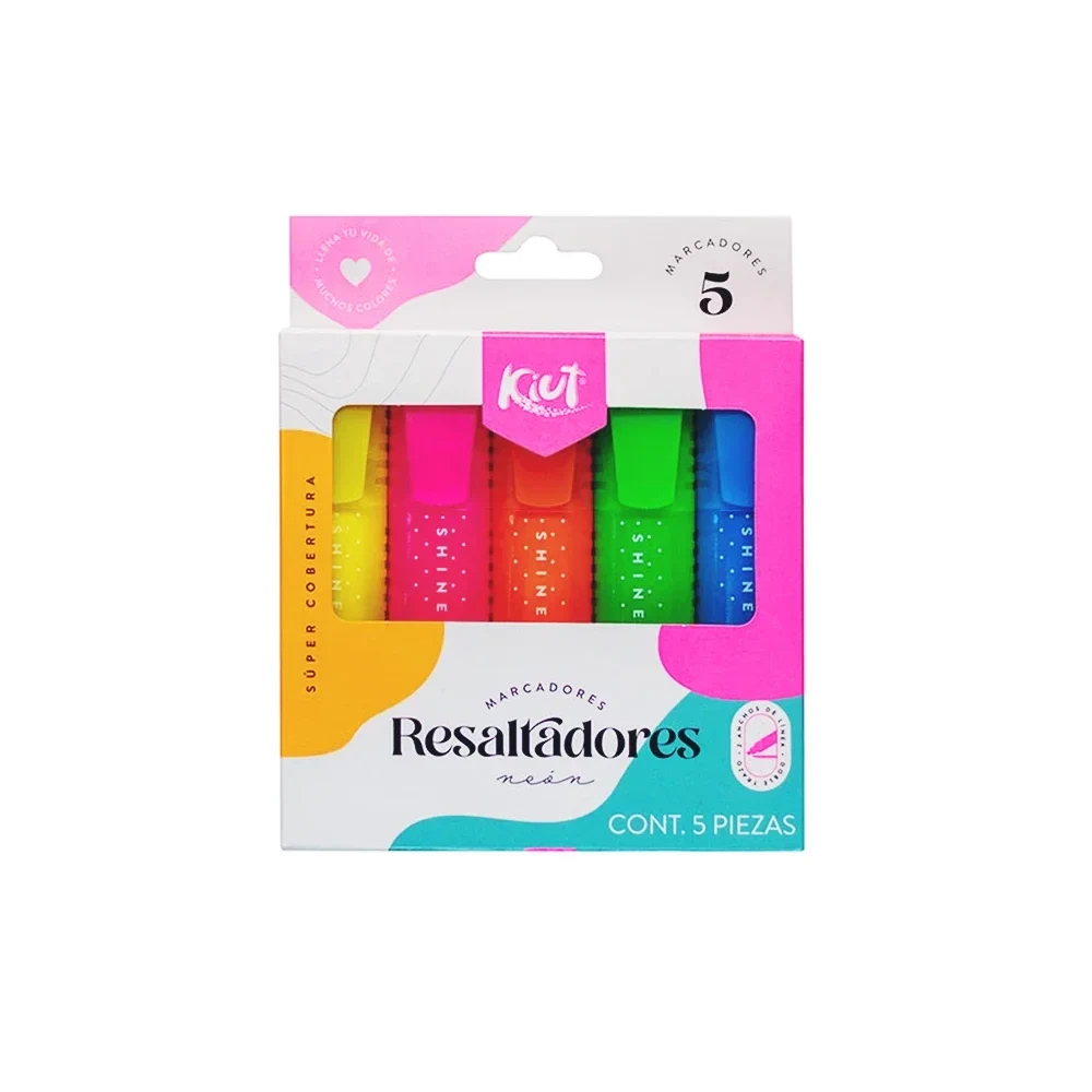 Resaltador KIUT Fluorescente Paquete X 5 Unidades Surtidos