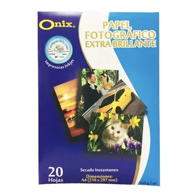 Papel Fotográfico Onix 160gr x 20und Tamaño A4