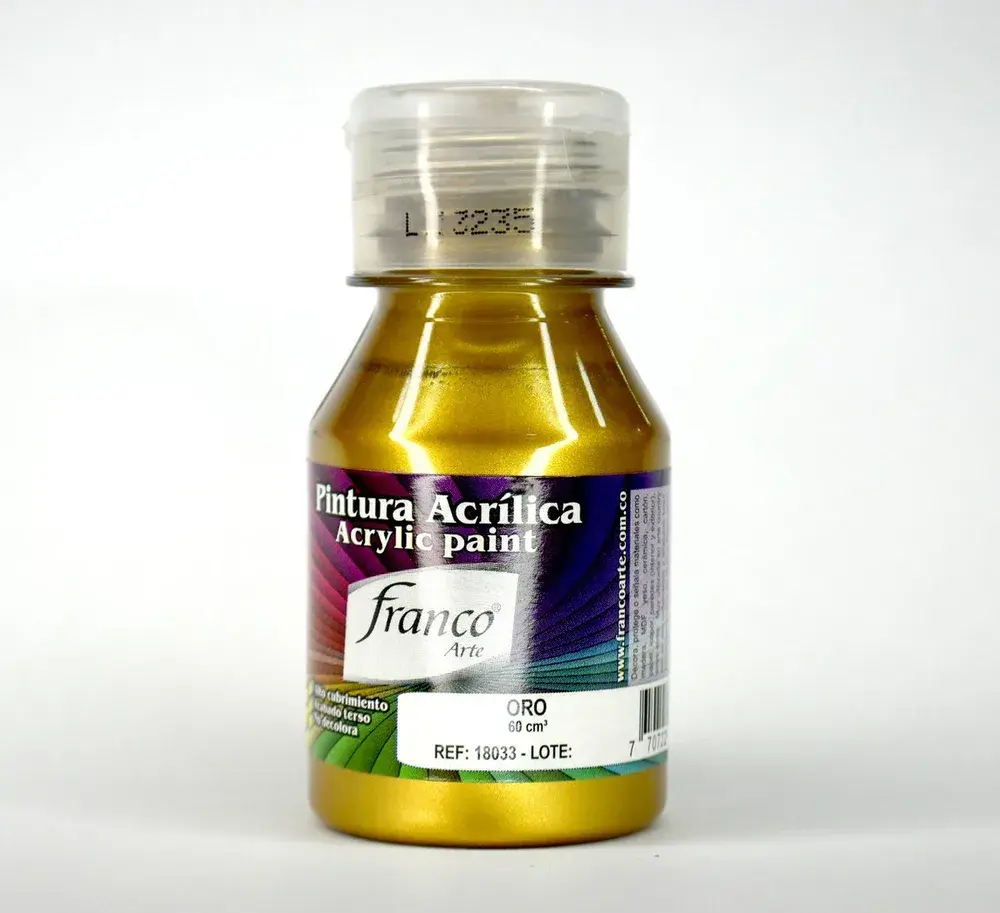 Pintura Acrílica Franco Arte Metalizados Oro-Cobre y Plata