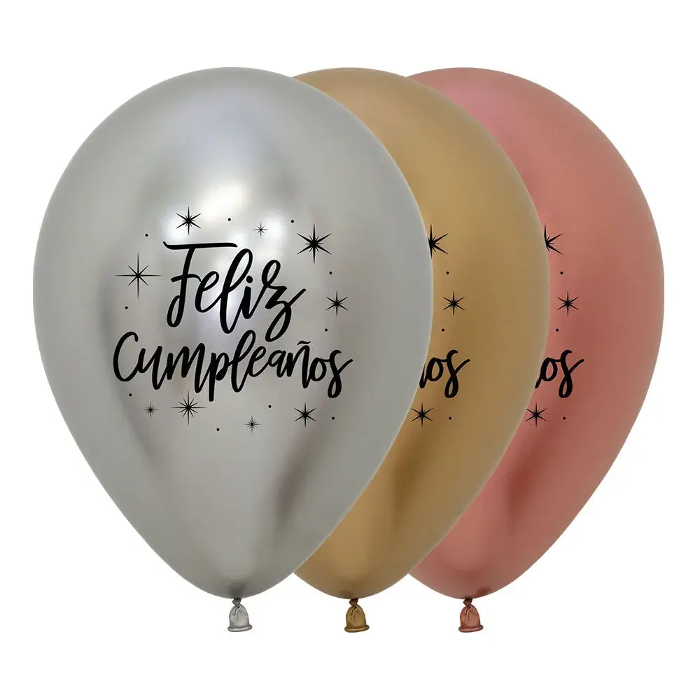 Globo Sempertex Reflex Surtido Feliz Cumpleaños Radiante Deluxe R12 x 12