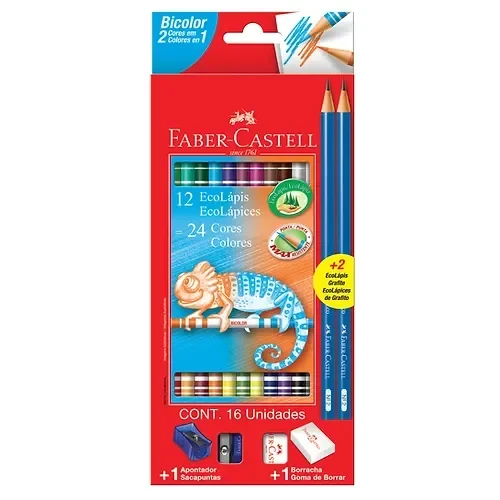Lápiz Color Bicolor Faber Castell x 12 Ecológicos