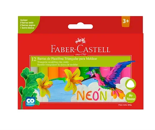Plastilina Faber Castell X 12 Neón Triangular