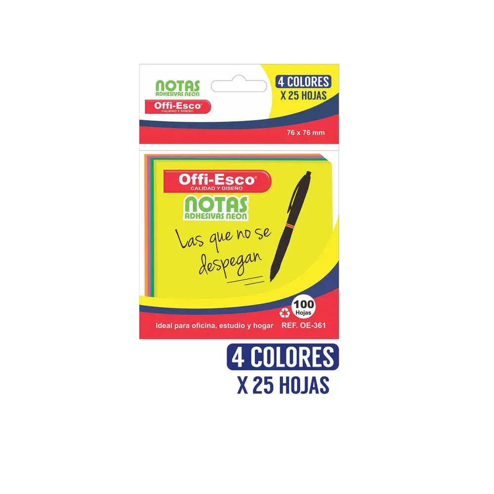 Notas Autoadhesivas Neón x 100 OE-361 Offi-Esco