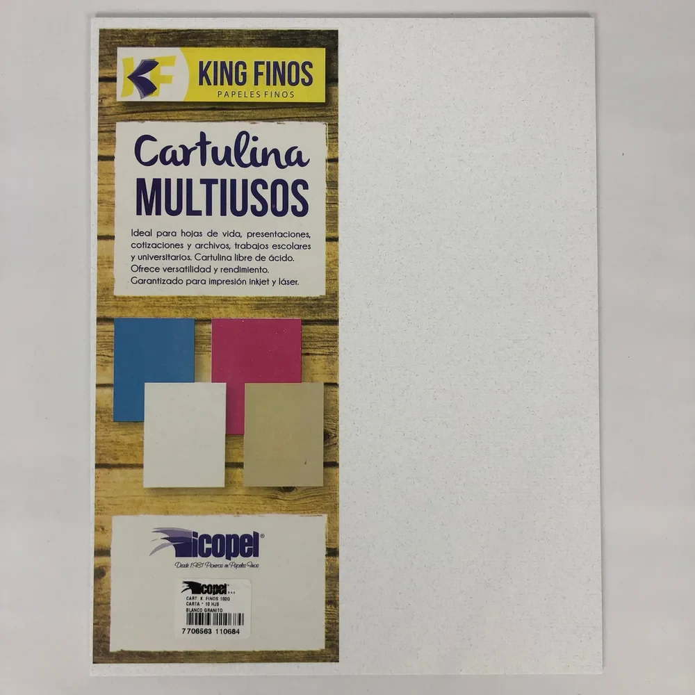 Cartulina King Fino Blanco Granito x 10und Carta
