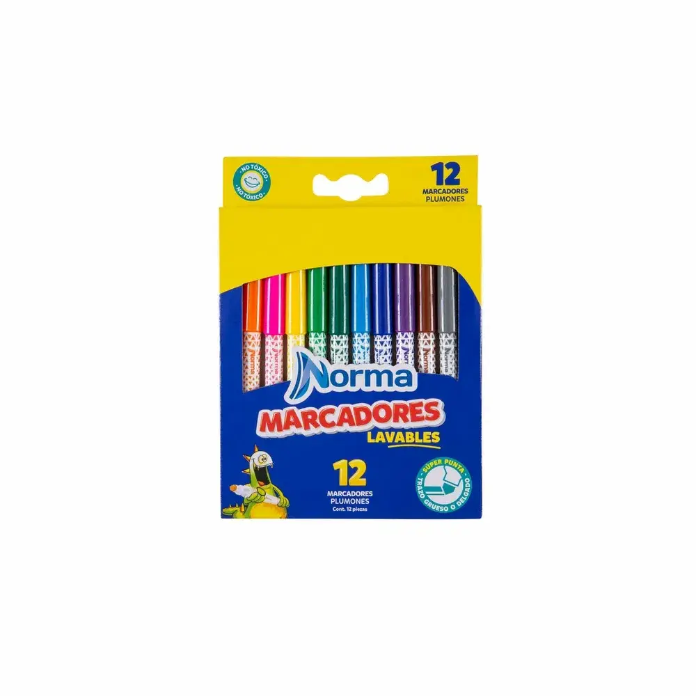 Marcador ó Plumón Delgado Norma x 12