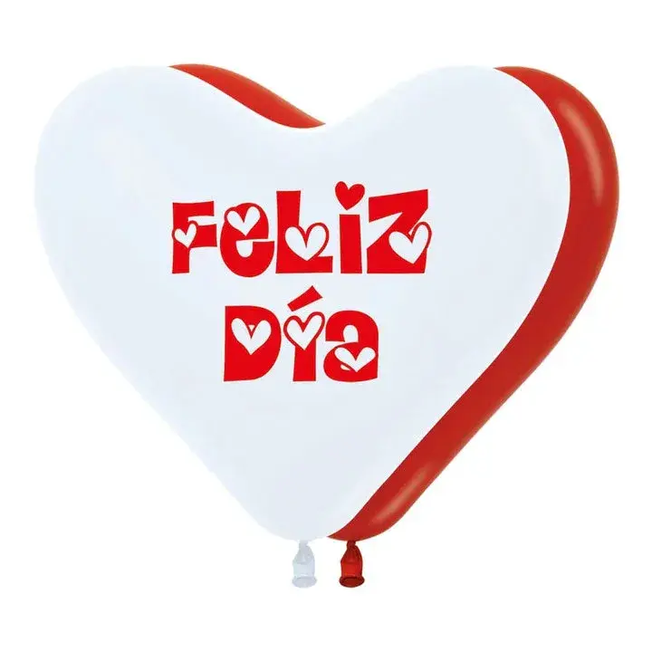 Globo Sempertex Corazón Rojo y Blanco Feliz Día R12 x 12