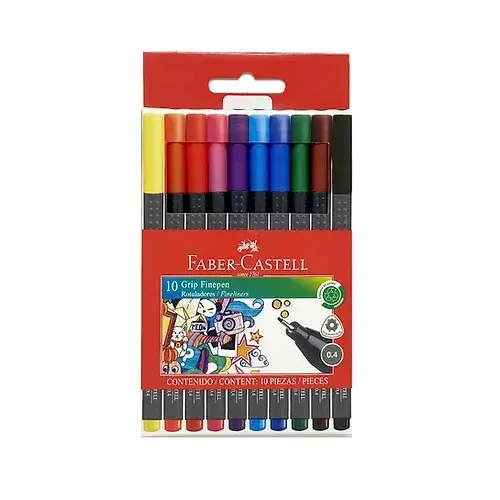 Micropunta Grip Finepen Faber Castell x 10 Colores