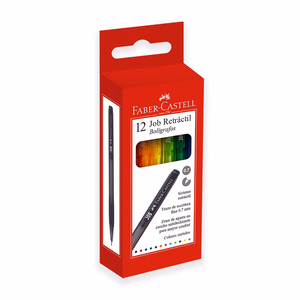 Bolígrafo Faber Castell Job Retráctil Pa1 X 12 Surtido