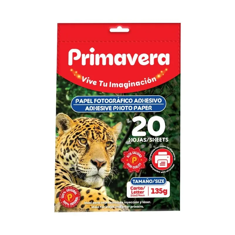 Papel Fotográfico Adhesivo Primavera 135gr Carta X 20