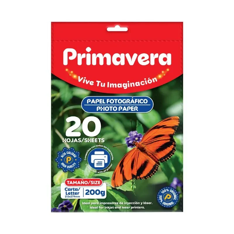 Papel Fotográfico Primavera 200gr Carta X 20